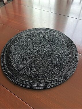 At Home Handcrafted Fully Beaded round placemat,shiny,intricate,swirl,textured